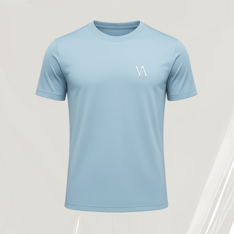 Trainingsshirt Helles, kurzärmliges T-Shirt in Blau mit einem kleinen Logo auf der Brust.